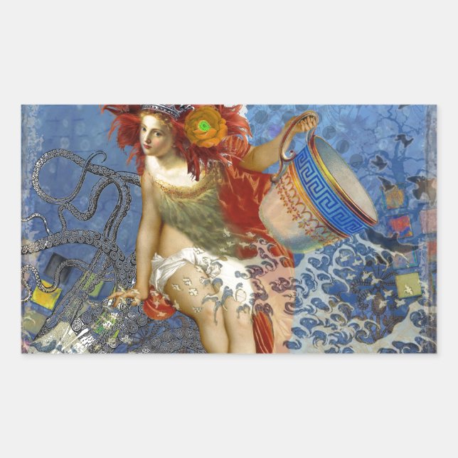 Aquarius Mermaid Gothic Blue Art Sticker (Front)