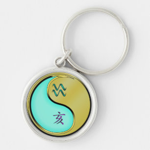 Aquarius & Metal Boar Keychain