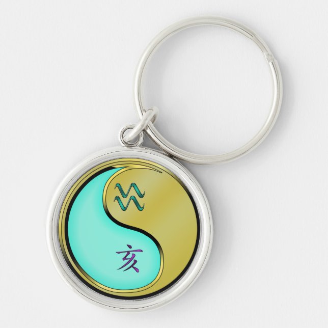 Aquarius & Metal Boar Keychain (Front)