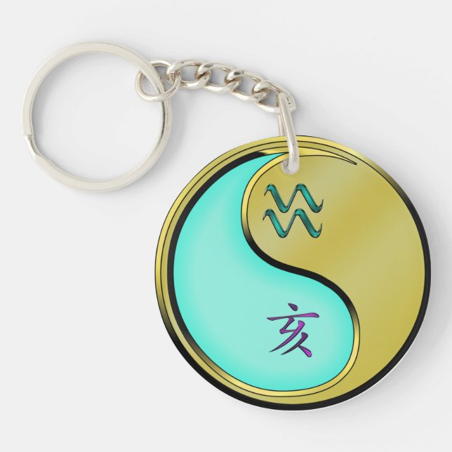 Aquarius & Metal Boar Keychain (Front)