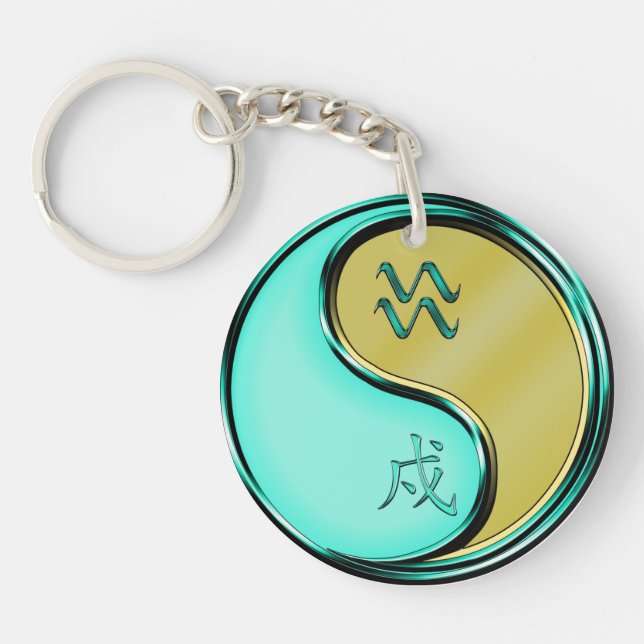 Aquarius & Metal Dog Keychain (Front)