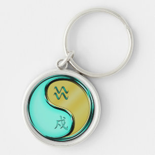 Aquarius & Metal Dog Keychain