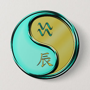 Aquarius & Metal Dragon 3 Inch Round Button