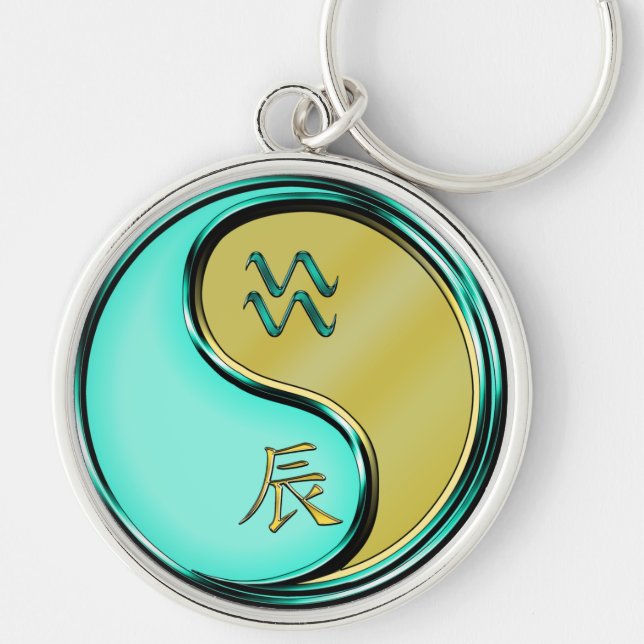Aquarius & Metal Dragon Keychain (Front)