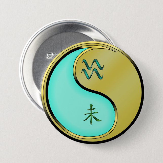 Aquarius & Metal Goat 3 Inch Round Button (Front & Back)