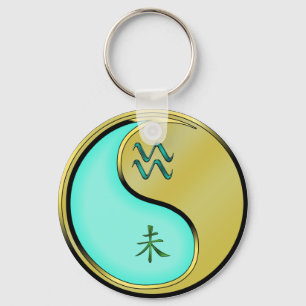 Aquarius & Metal Goat Keychain