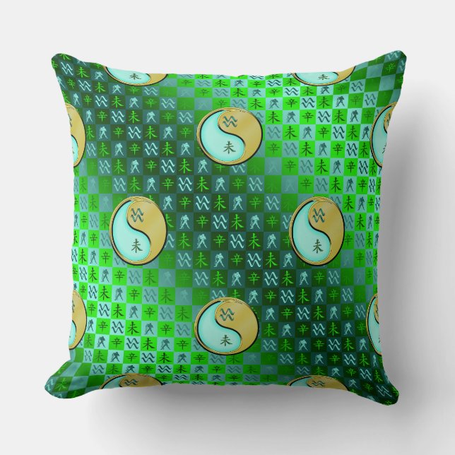 Aquarius & Metal Goat Throw Pillow (Front)