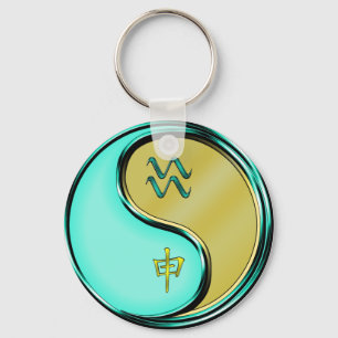 Aquarius & Metal Monkey Keychain