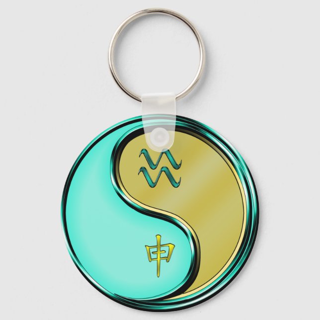 Aquarius & Metal Monkey Keychain (Front)