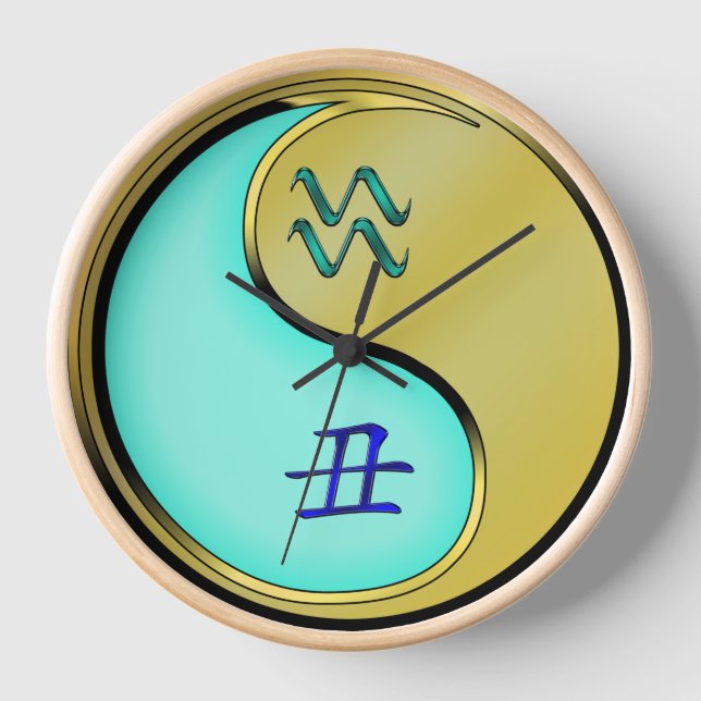 Aquarius & Metal Ox Clock (Front)