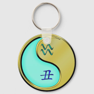 Aquarius & Metal Ox Keychain