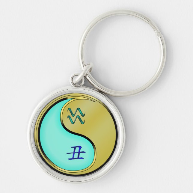Aquarius & Metal Ox Keychain (Front)