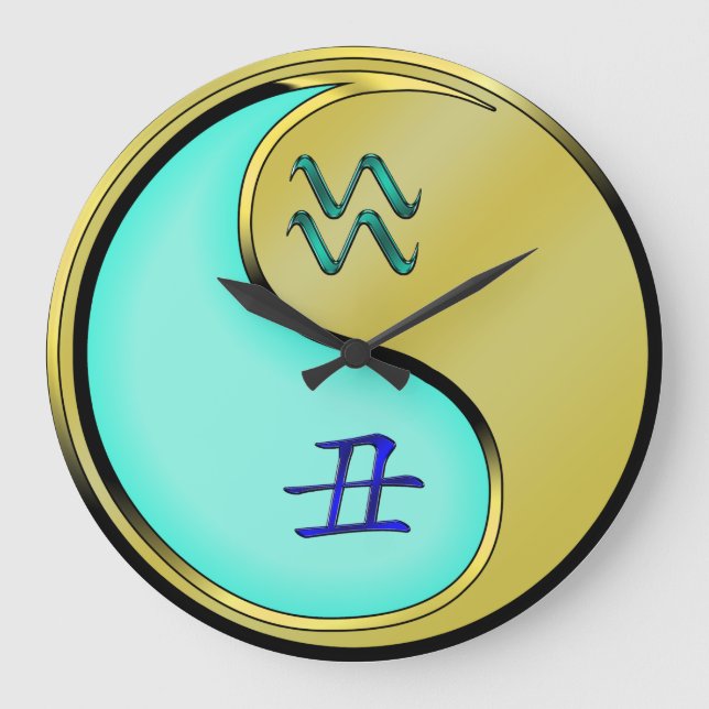 Aquarius & Metal Ox Large Clock (Front)
