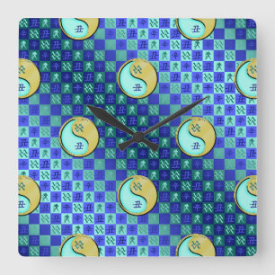 Aquarius & Metal Ox Square Wall Clock