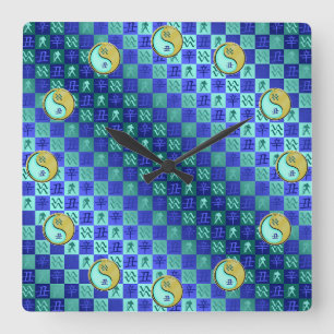 Aquarius & Metal Ox Square Wall Clock