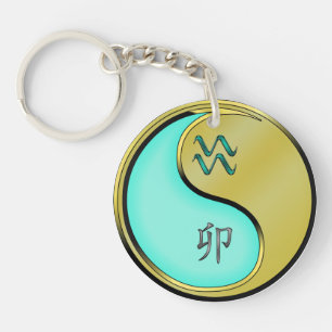 Aquarius & Metal Rabbit Keychain