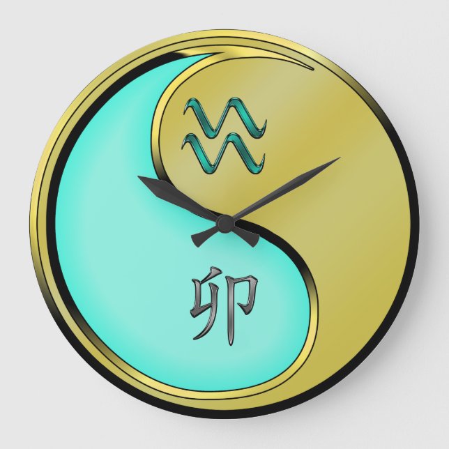 Aquarius & Metal Rabbit Large Clock (Front)