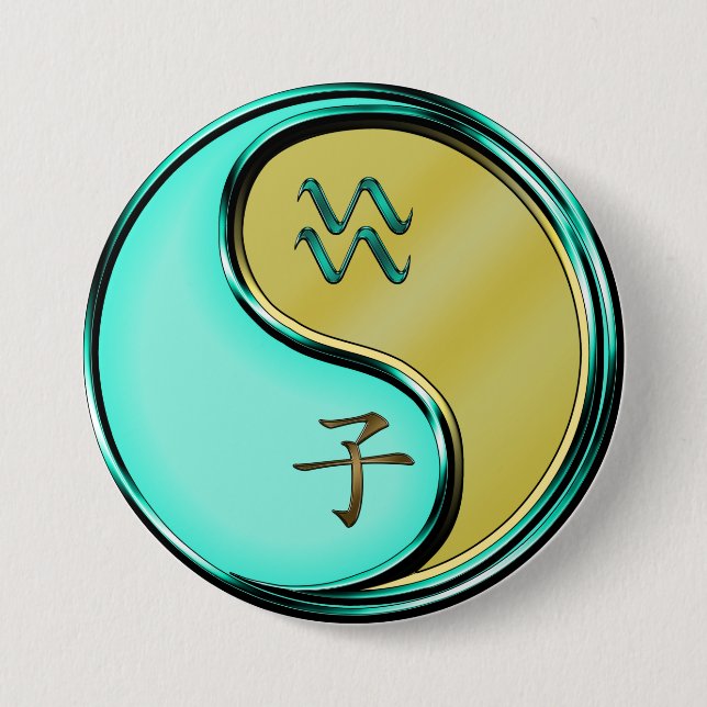 Aquarius & Metal Rat 3 Inch Round Button (Front)