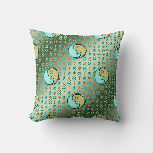 Aquarius & Metal Rat Throw Pillow (Front)