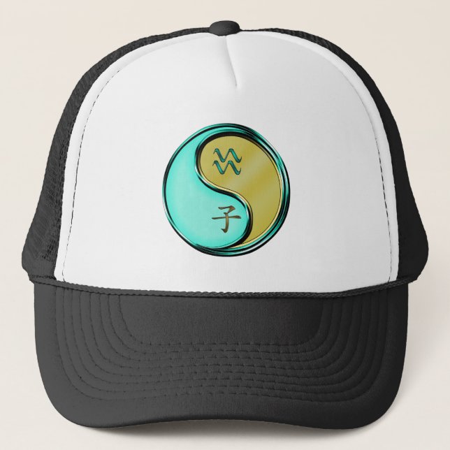 Aquarius & Metal Rat Trucker Hat (Front)
