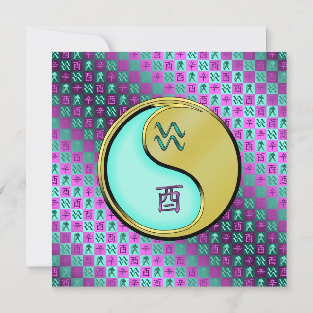 Aquarius & Metal Rooster Card (Front)