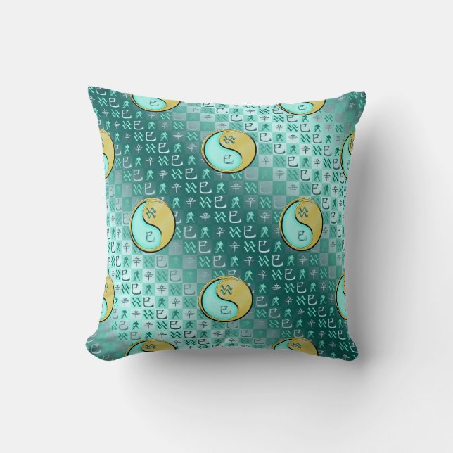 Aquarius & Metal Snake Throw Pillow (Front)