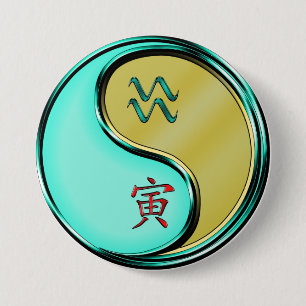 Aquarius & Metal Tiger 3 Inch Round Button
