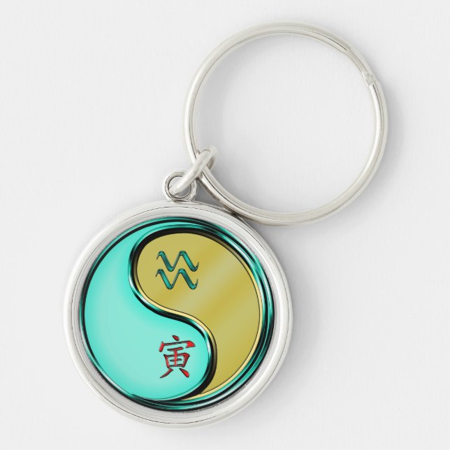 Aquarius & Metal Tiger Keychain (Front)