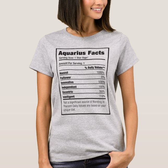 Aquarius Nutrition Fact Zodiac T-Shirt (Front)