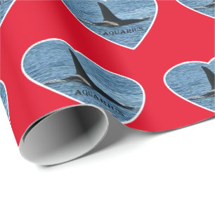Aquarius Orca Killer Whale Red Wrapping Paper