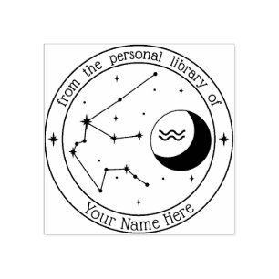 Aquarius Personalized Zodiac Book Stamp