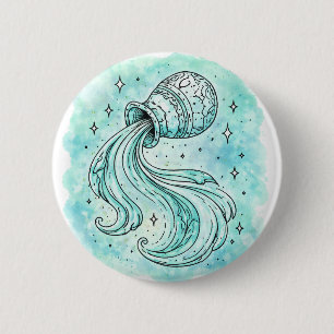 Aquarius Sign 2 Inch Round Button