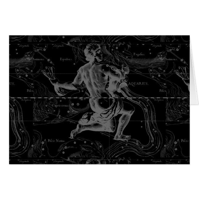 Aquarius Sign Constellation Map by Hevelius (Front Horizontal)