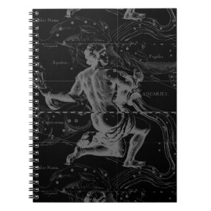 Aquarius Sign Constellation Map by Hevelius Notebook