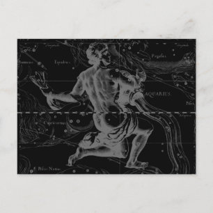 Aquarius Sign Constellation Map by Hevelius Postcard