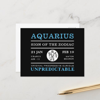 Aquarius Sign of the Zodiac, Astrological Postcard
