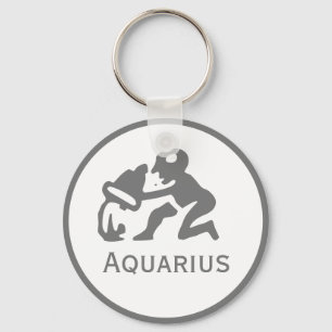Aquarius Sign of the Zodiac Design Keychain