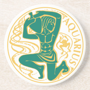 Aquarius Sign of the Zodiac on a Coaster