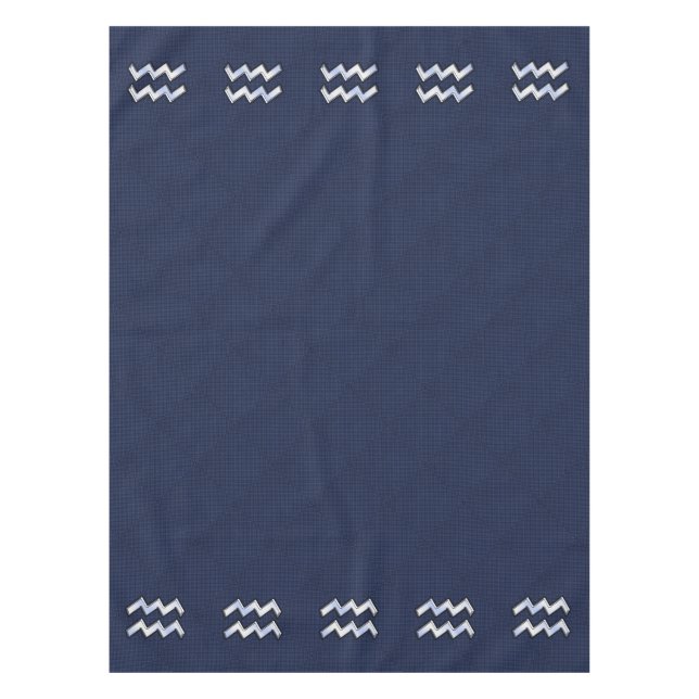 Aquarius Sign on Blue Carbon Fibre Style Tablecloth (Front)