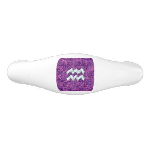 Aquarius Sign on fuchsia pink digital camo Ceramic Drawer Pull