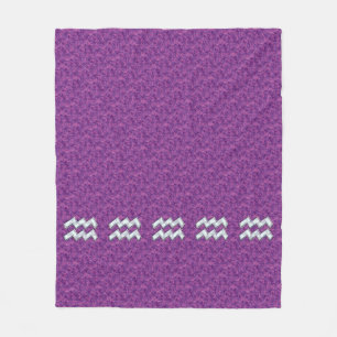 Aquarius Sign on fuchsia pink digital camo Fleece Blanket