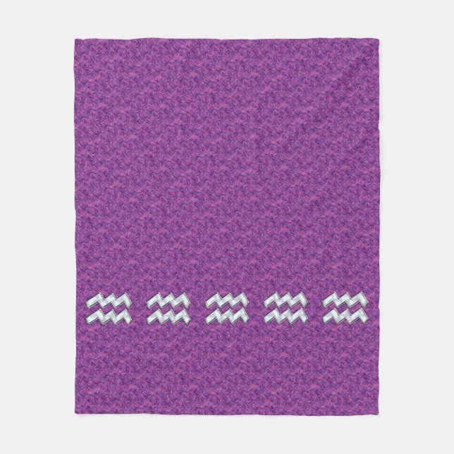 Aquarius Sign on fuchsia pink digital camo Fleece Blanket (Front)