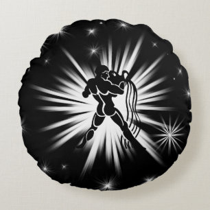 Aquarius sign round pillow