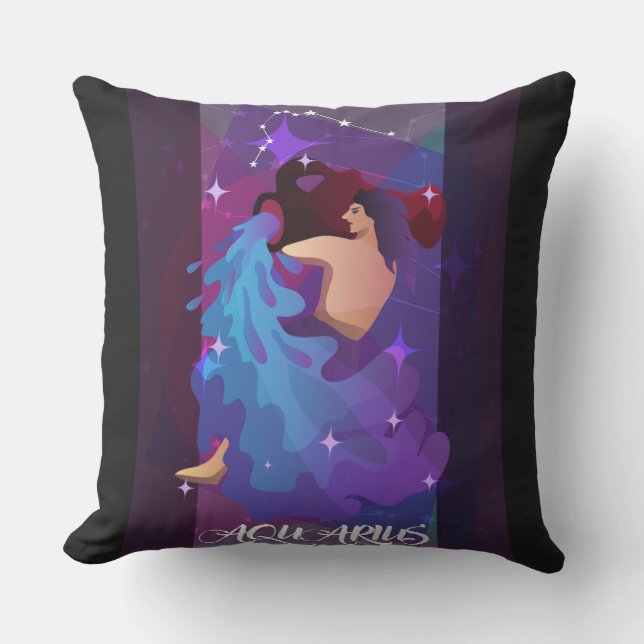 Aquarius Sign Throw Pillow (Front)