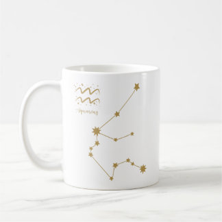Aquarius Star Sign Gold Constellation Coffee Mug