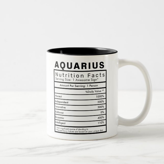 Aquarius Star Sign Nutrition Facts Statistics Two-Tone Coffee Mug (Right)