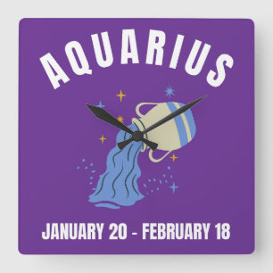 Aquarius star sign square wall clock