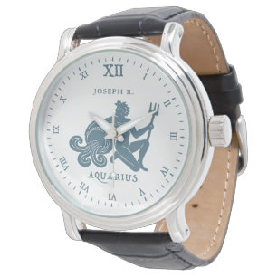 Aquarius Star Sign Vintage Art   Customized Watch