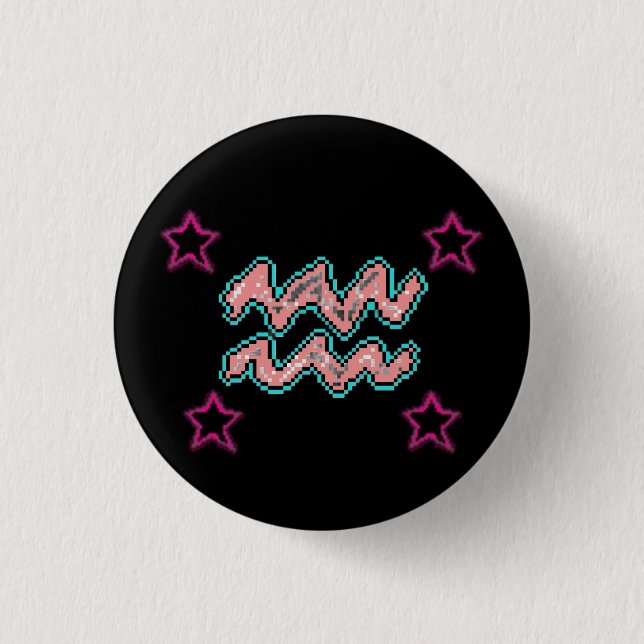 AQUARIUS Stars 1 Inch Round Button (Front)
