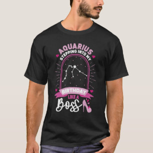 Aquarius Stepping Into Astrology Birth Sign Birthd T-Shirt